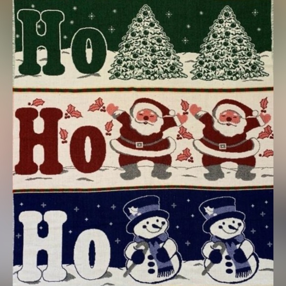 American Weavers *NEW* HO HO HO Christmas Holiday Throw Blanket 50”W x 59”L - Picture 3 of 4